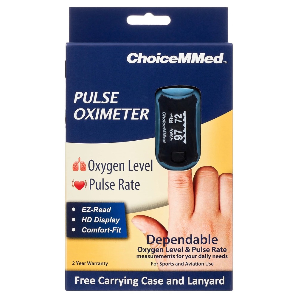 ChoiceMMed OxyWatch C29 Pulse Oximeter Oxygen Level Pulse Rate Blue White NEW